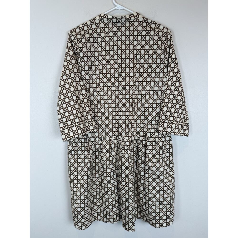 Tuckernuck Birch Cane Royal Shirt Dress Size L Beige White 3/4 Sleeve NEW - Picture 8 of 11